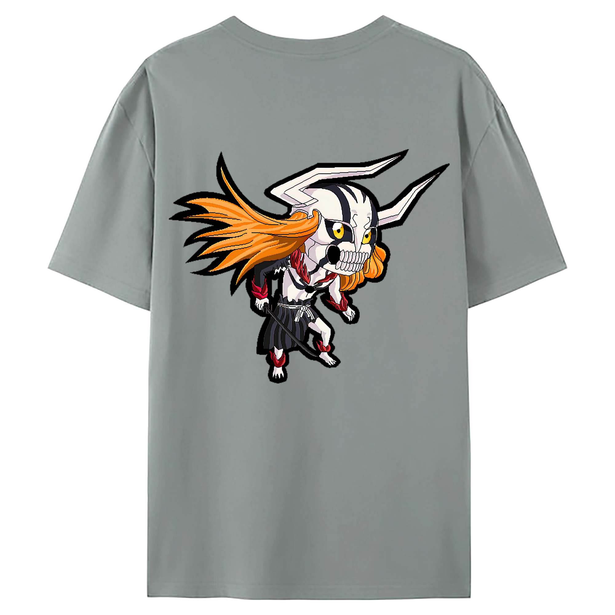 （画像用） ブリーチ 黒崎一護（くろさき いちご）BLEACH Kurosaki Ichigo 綿100％ メンズ半袖Tシャツ（バックプリント） 通気性